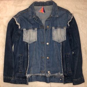 Denim Patch-Blocked Oversized Jacket